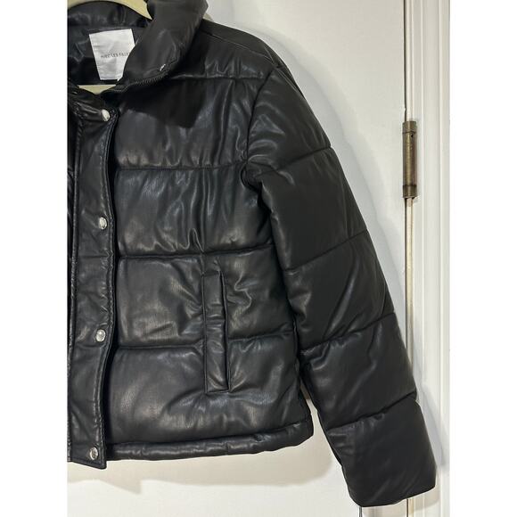 Avec Les Filles Faux Leather Black Puffer Jacket Size XS NWT Oversized - Picture 7 of 16